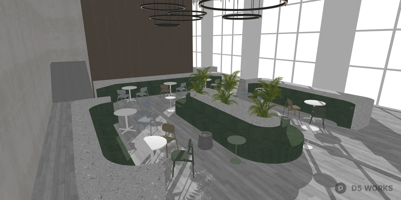 Modern Commercial Lounge and Cafe Interior Scene 3d model thumbnail 2
