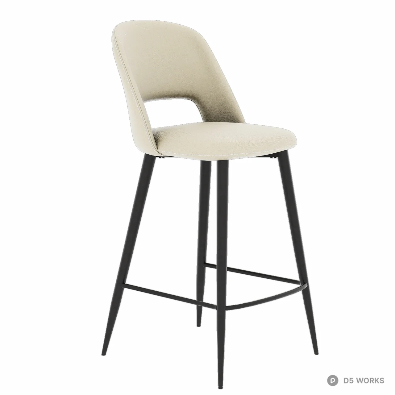 Modern Upholstered Metal Bar Stool 3d model thumbnail 2