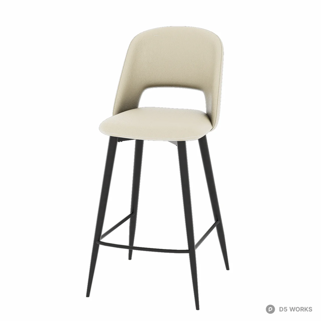 Modern Upholstered Metal Bar Stool 3d model thumbnail 4