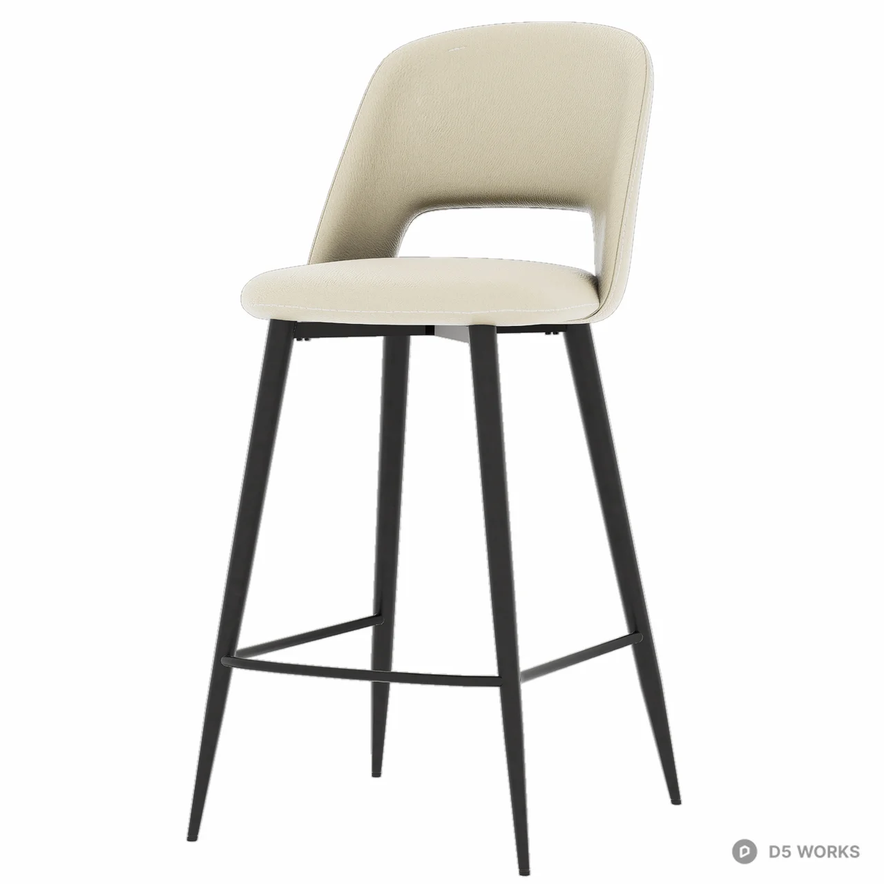 Modern Upholstered Metal Bar Stool 3d model thumbnail 3
