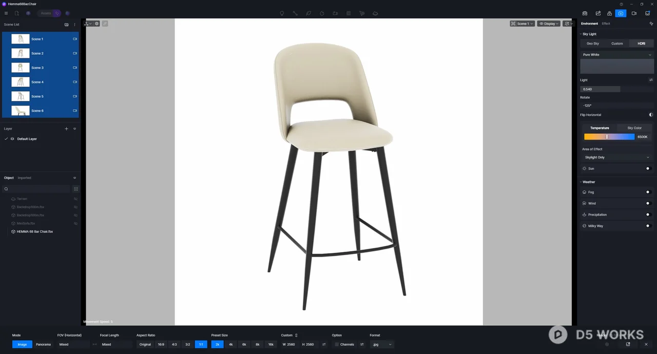 Modern Upholstered Metal Bar Stool 3d model thumbnail 7