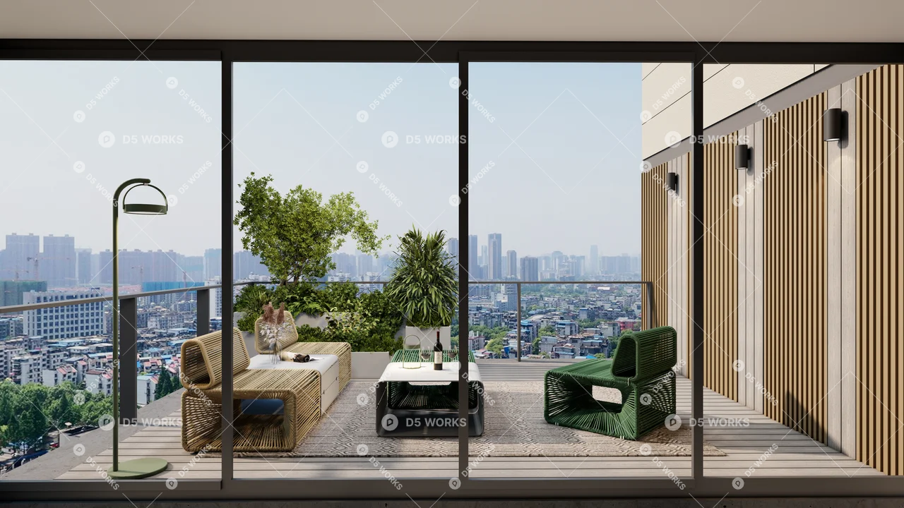 Modern Balcony (Villa) 3d model thumbnail 2