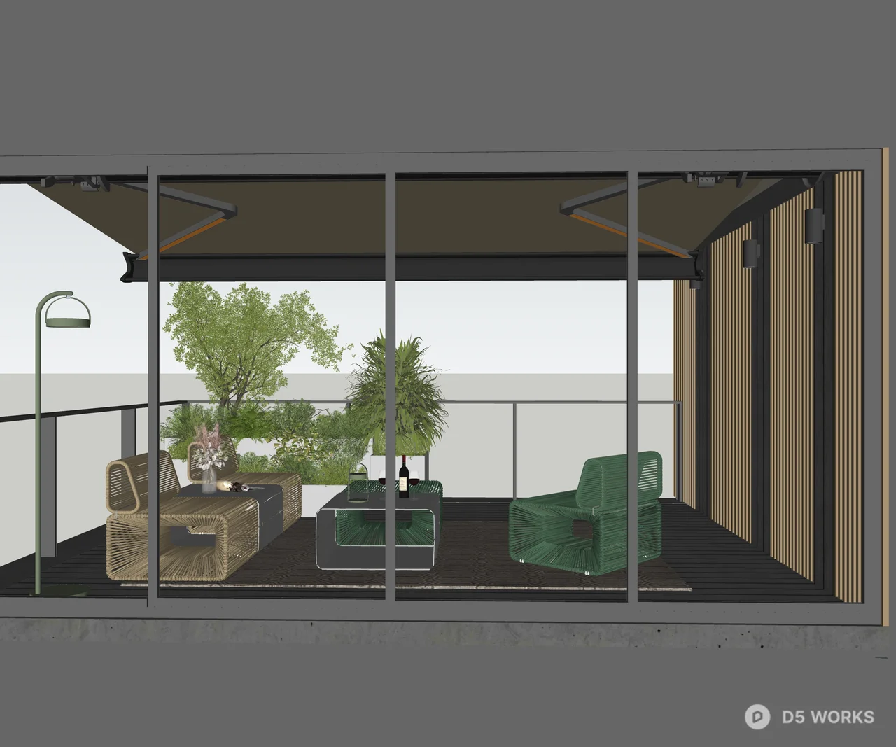 Rectangular Planter With Shrubs And Tree 3d model thumbnail 3