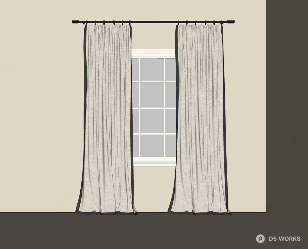 Minimalist Window Curtain Display 3d model thumbnail 2