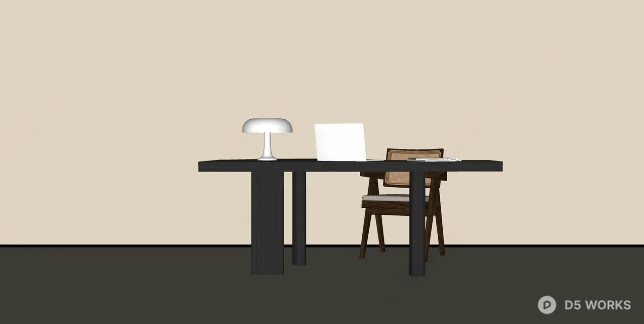 Mid-Century Modern Desk & Chair Set 3d model thumbnail 2