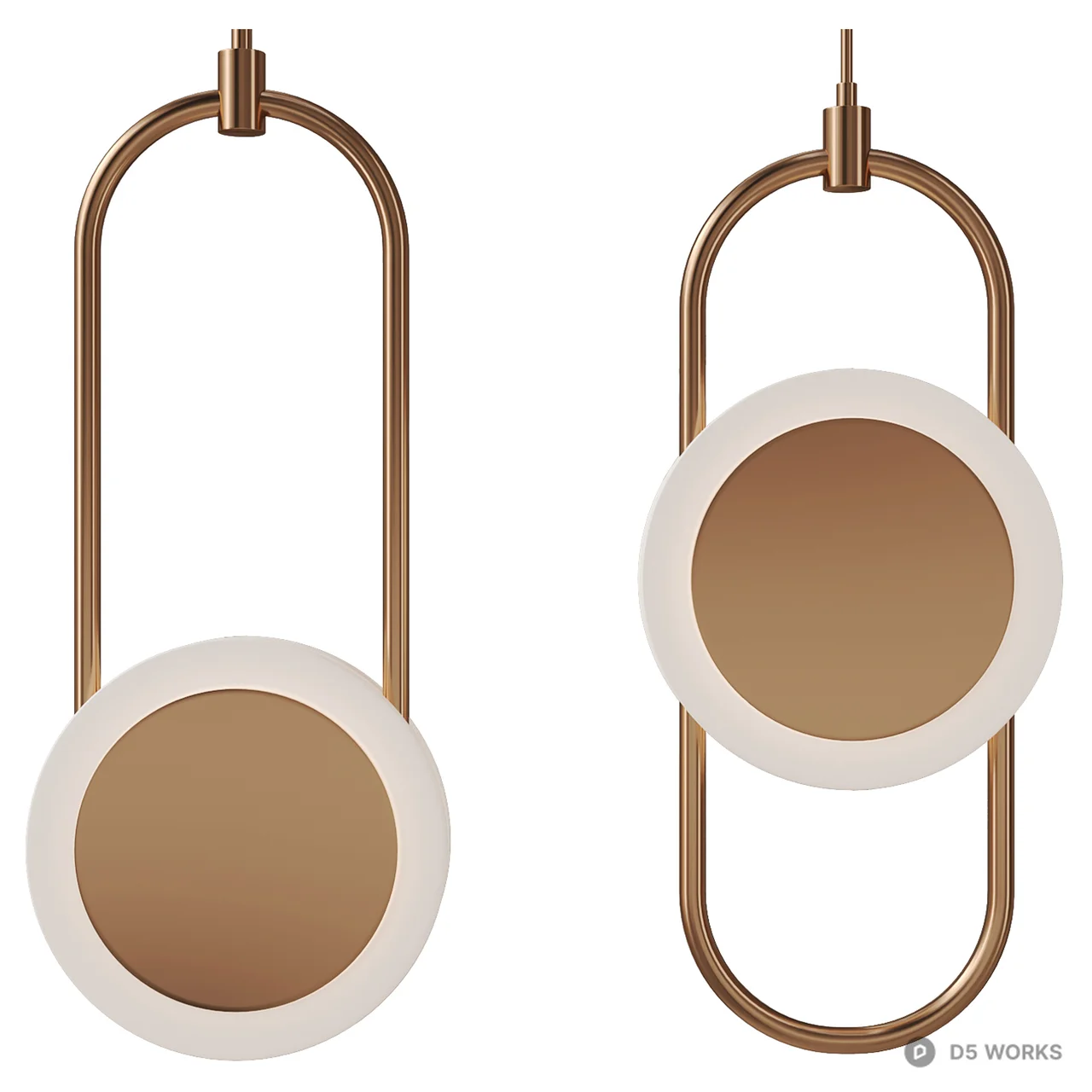 Modern Geometric Rose Gold Pendant Light 3d model thumbnail 2