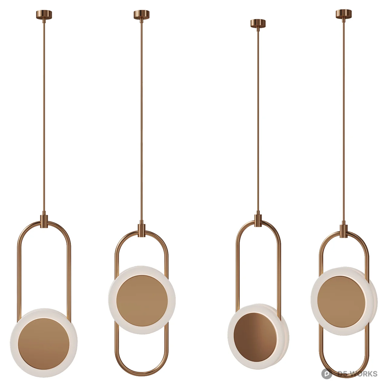 Modern Geometric Rose Gold Pendant Light 3d model thumbnail 3