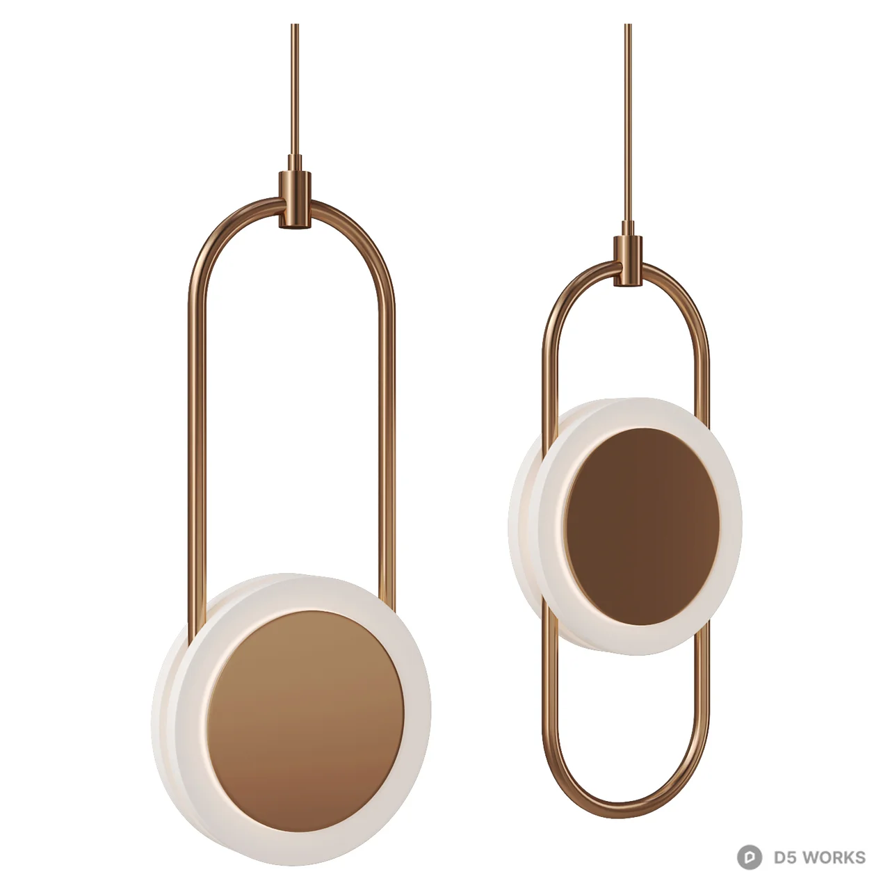 Modern Geometric Rose Gold Pendant Light 3d model - Image 1