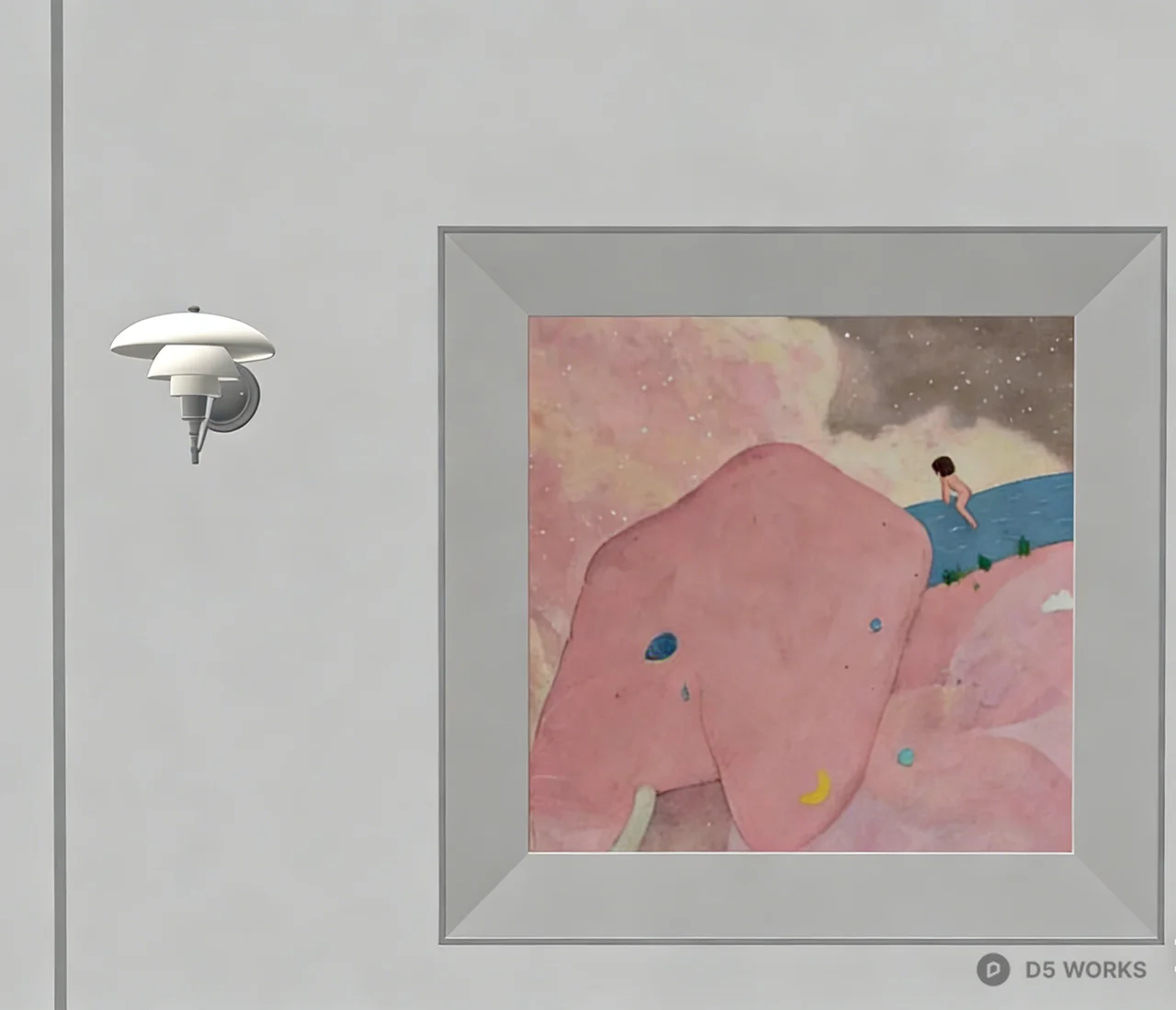 Minimalist Pink Elephant Wall Art 3d model thumbnail 2