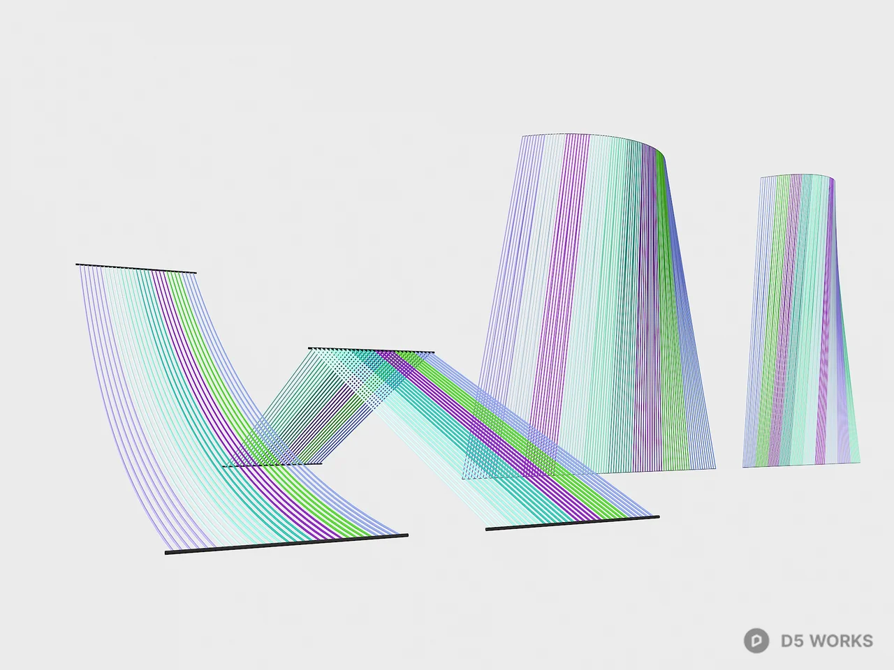 Abstract Striped Installation Art 3d model - Image 1