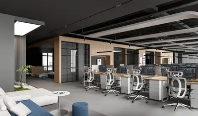 Modern Open Plan Office Space 3d model