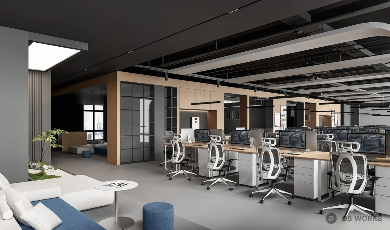 Modern Open Plan Office Space 3d model - Image 1