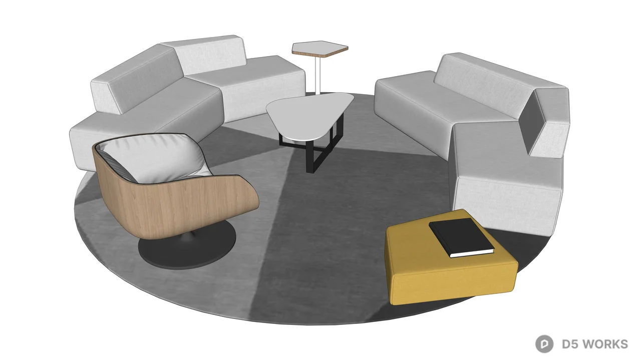 Modern Modular Office Lounge Furniture Set 3d model thumbnail 2
