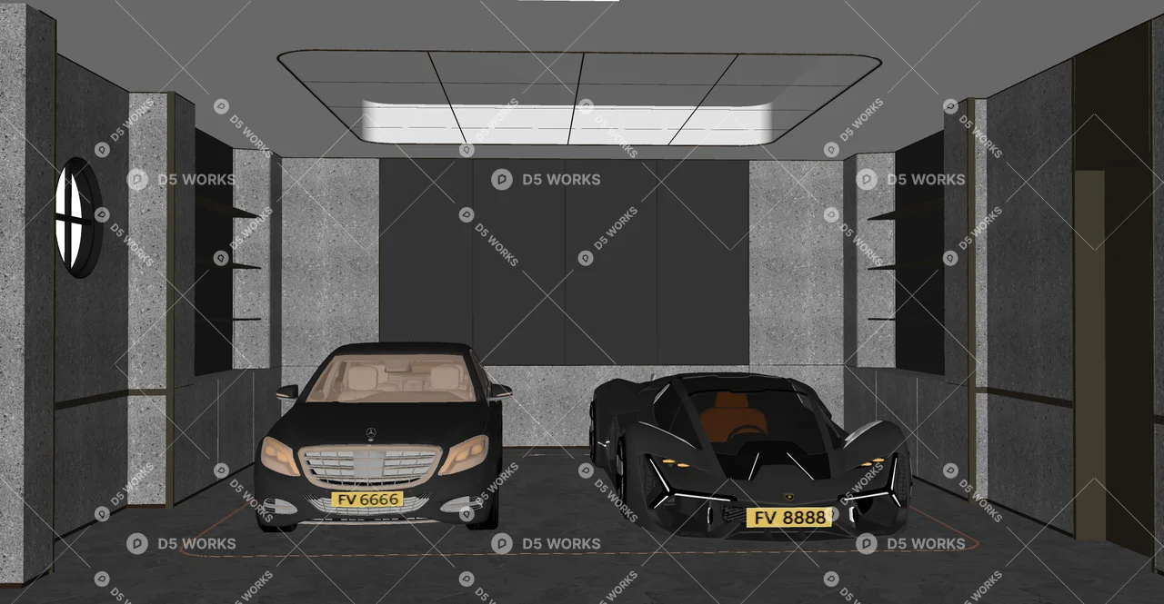 Underground parking garage 3d model thumbnail 2
