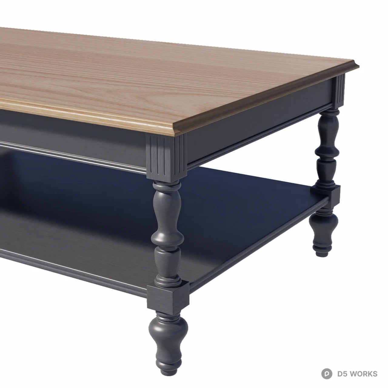 Classic Wooden Coffee Table With Turned Legs 3d model thumbnail 5