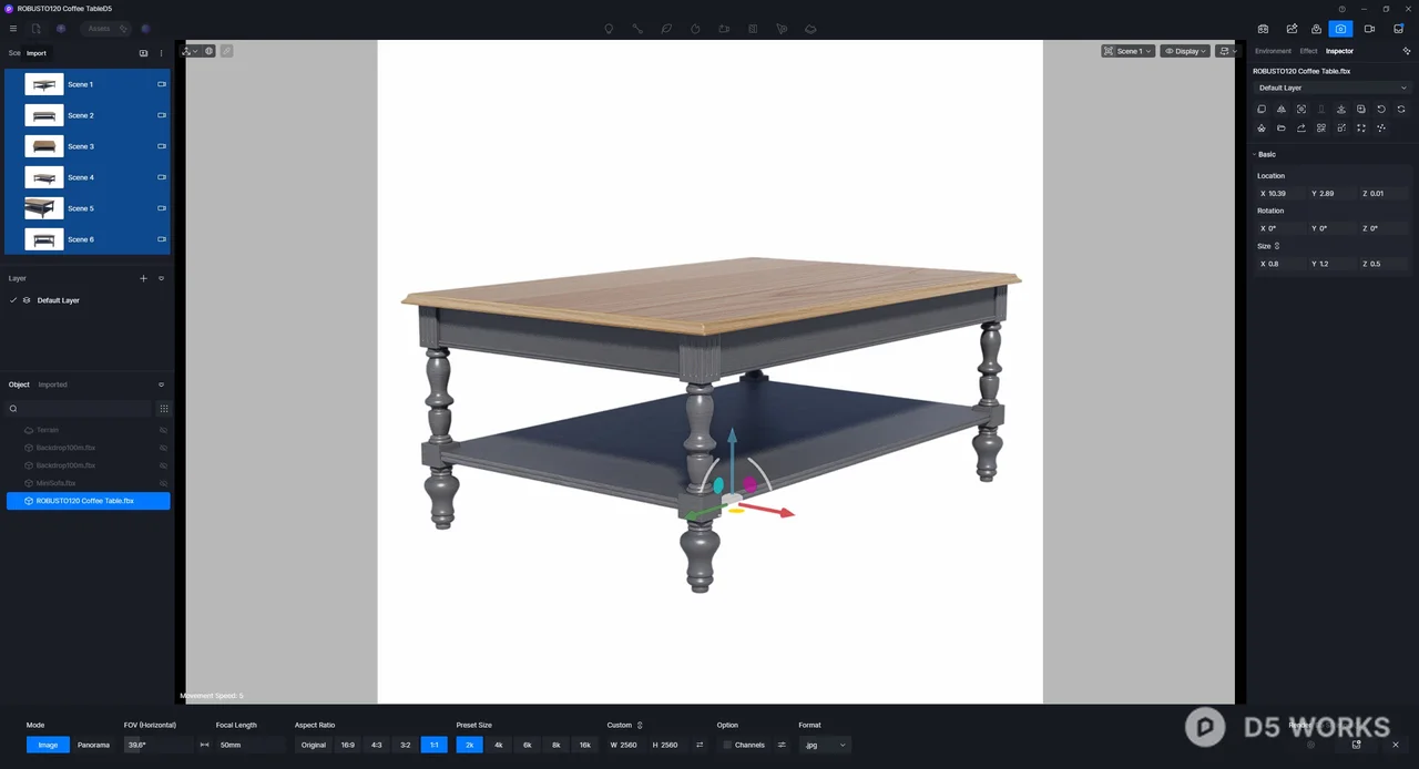 Classic Wooden Coffee Table With Turned Legs 3d model thumbnail 8