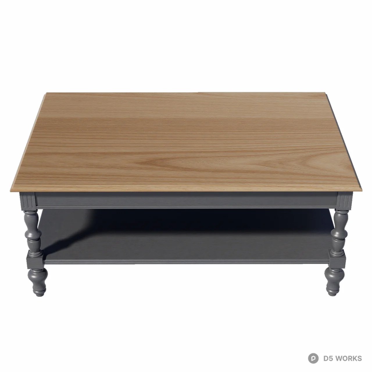 Classic Wooden Coffee Table With Turned Legs 3d model thumbnail 6