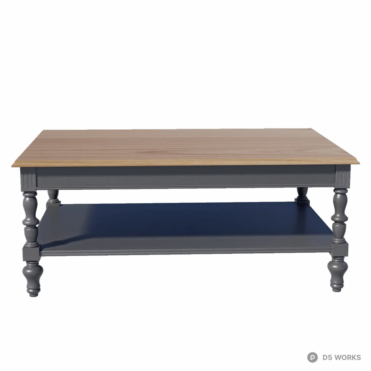 Classic Wooden Coffee Table With Turned Legs 3d model thumbnail 4