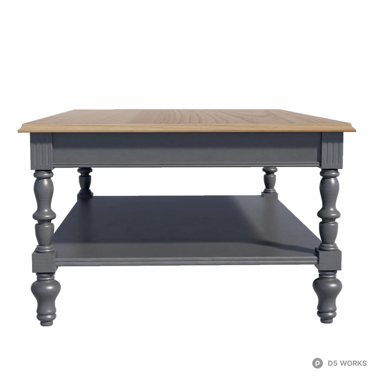 Classic Wooden Coffee Table With Turned Legs 3d model thumbnail 3