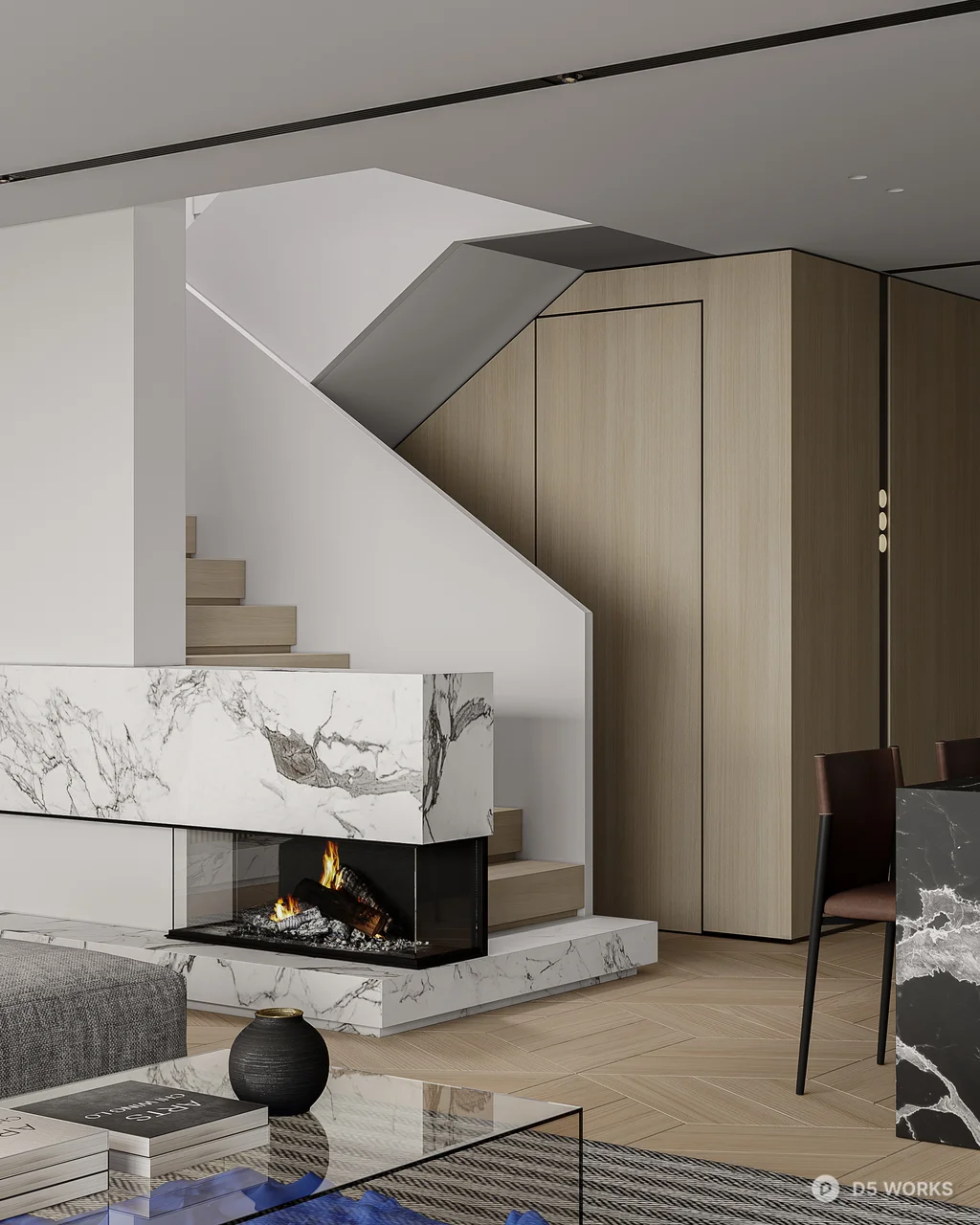 Modern Living Dining Space with Minimalist Design 3d model thumbnail 6
