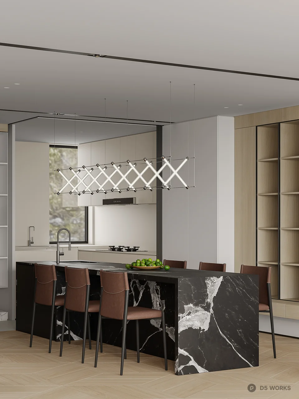 Modern Living Dining Space with Minimalist Design 3d model thumbnail 5