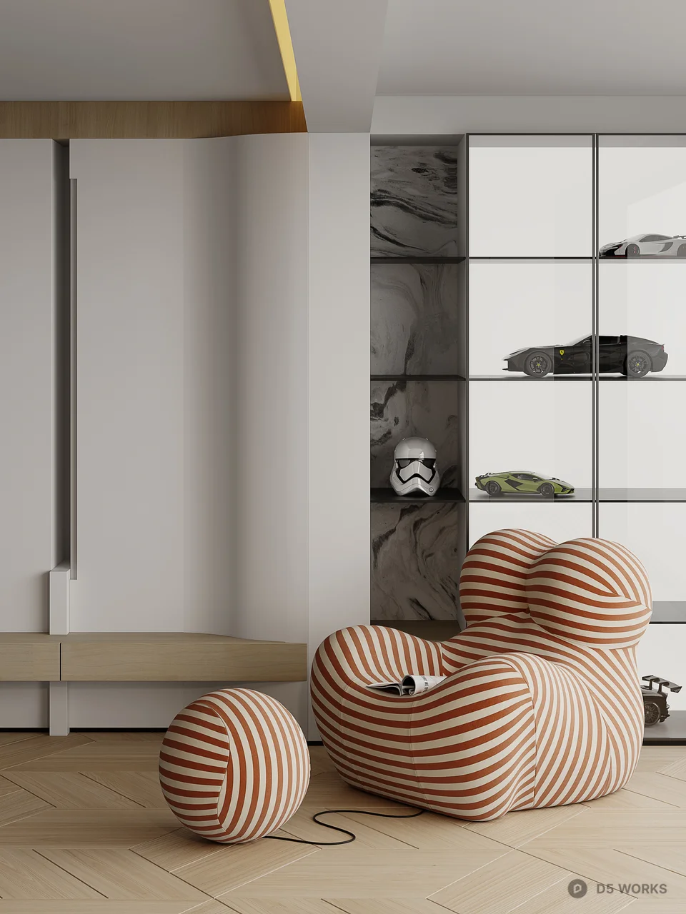 Modern Living Dining Space with Minimalist Design 3d model thumbnail 7