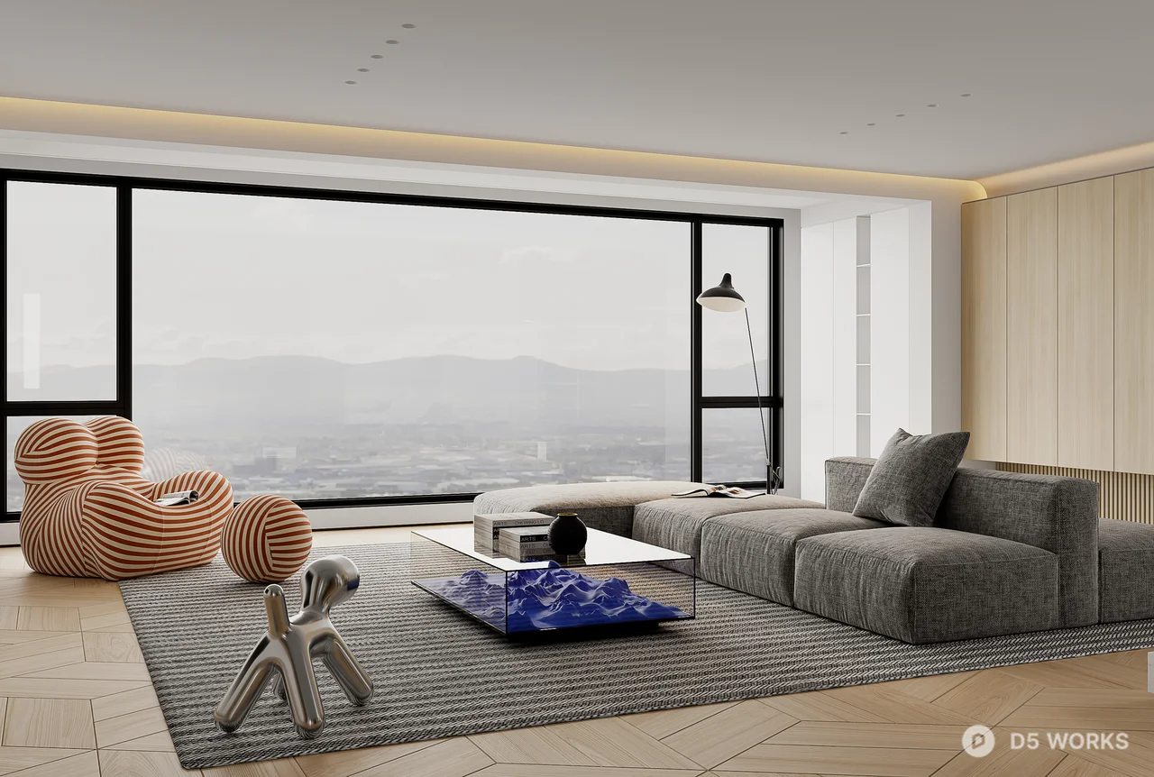 Modern Living Dining Space with Minimalist Design 3d model thumbnail 4
