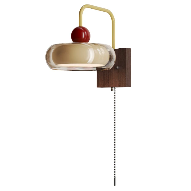 Mid-Century Modern Glass and Wood Wall Sconce 3d model