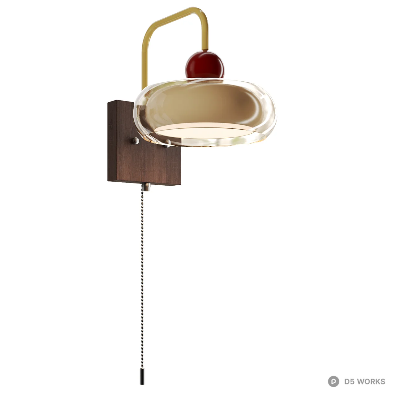 Mid-Century Modern Glass and Wood Wall Sconce 3d model thumbnail 3