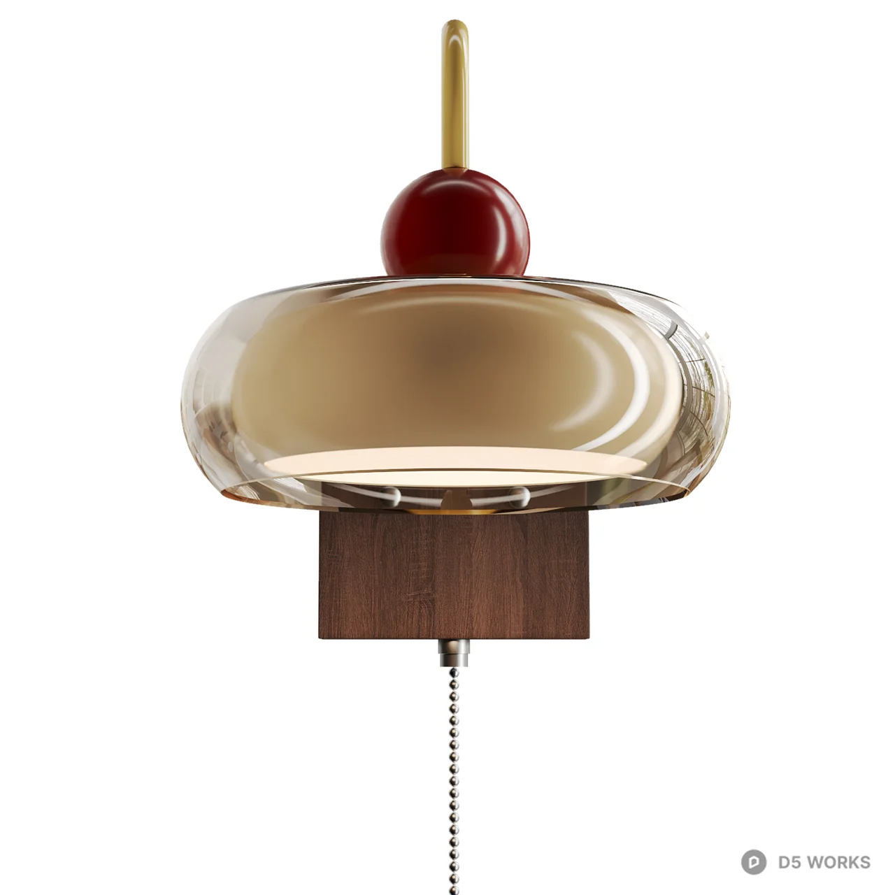 Mid-Century Modern Glass and Wood Wall Sconce 3d model thumbnail 2