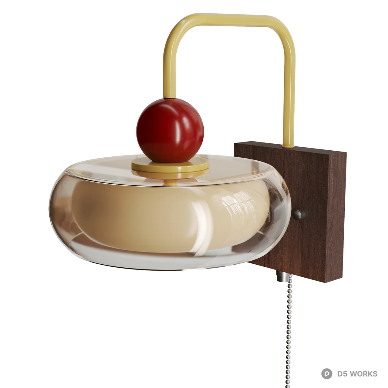 Mid-Century Modern Glass and Wood Wall Sconce 3d model thumbnail 4