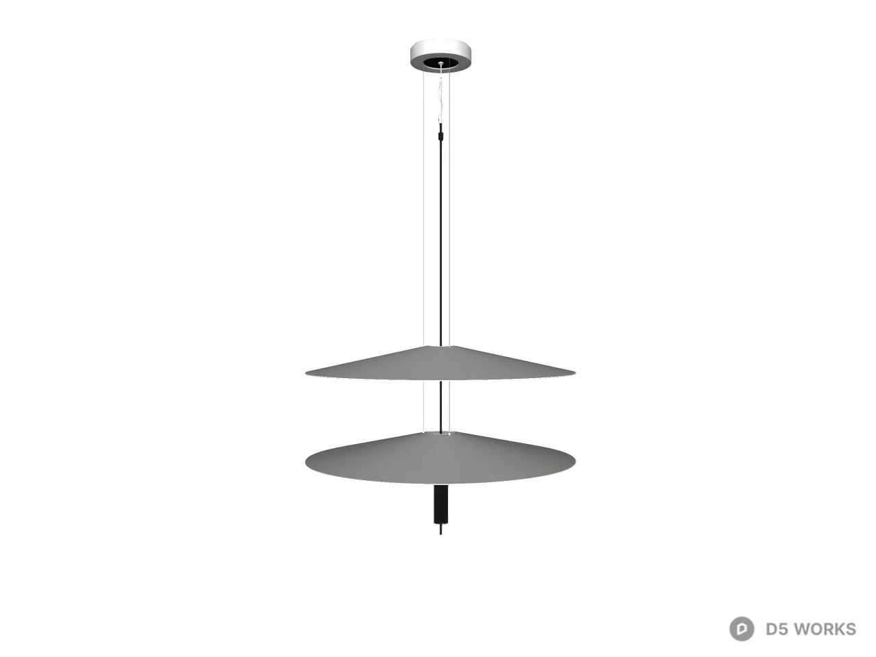 Minimalist Double Disc Pendant Light 3d model thumbnail 2