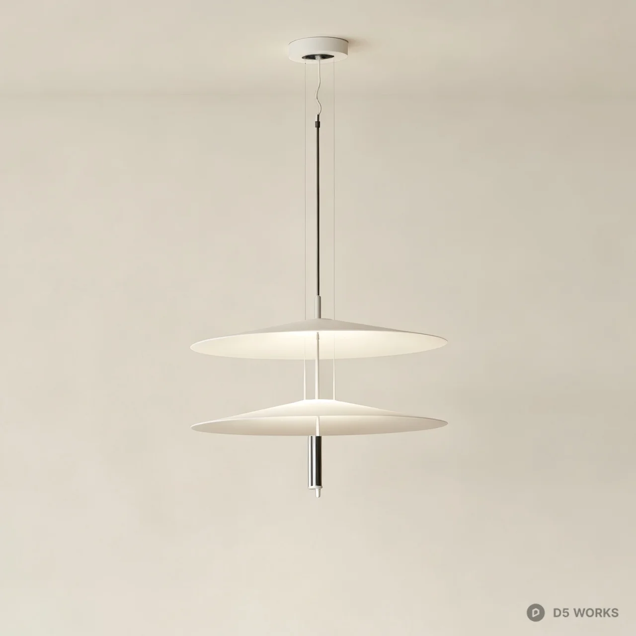Minimalist Double Disc Pendant Light 3d model - Image 1