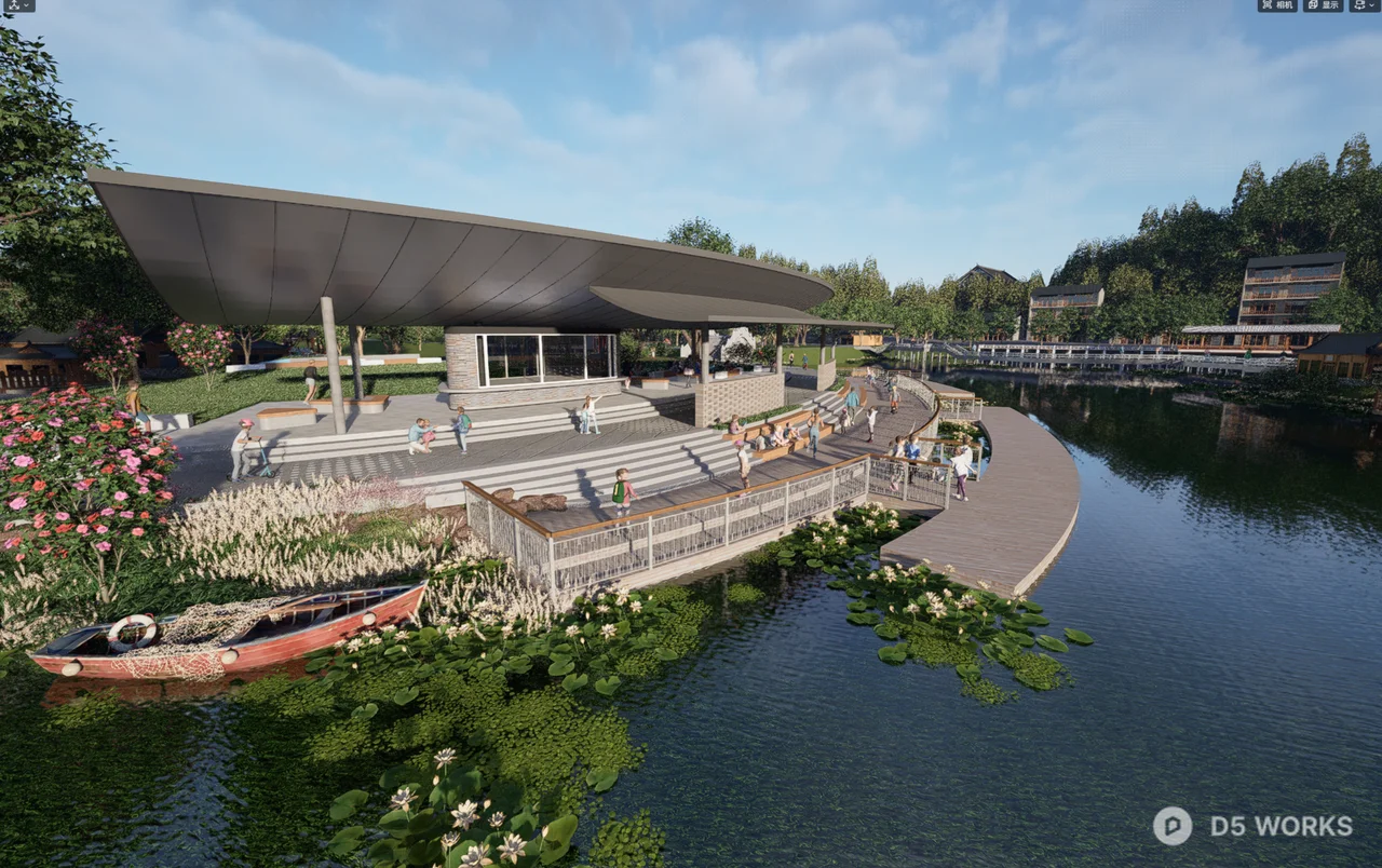 Modern Urban Park With Canopy Structure 3d model thumbnail 2