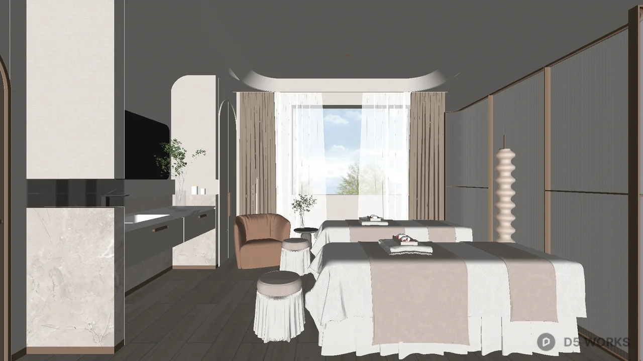 Minimalist Spa Treatment Room 3d model thumbnail 2
