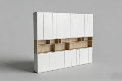 Minimalist White Storage Cabinet With Open Shelving 3d model
