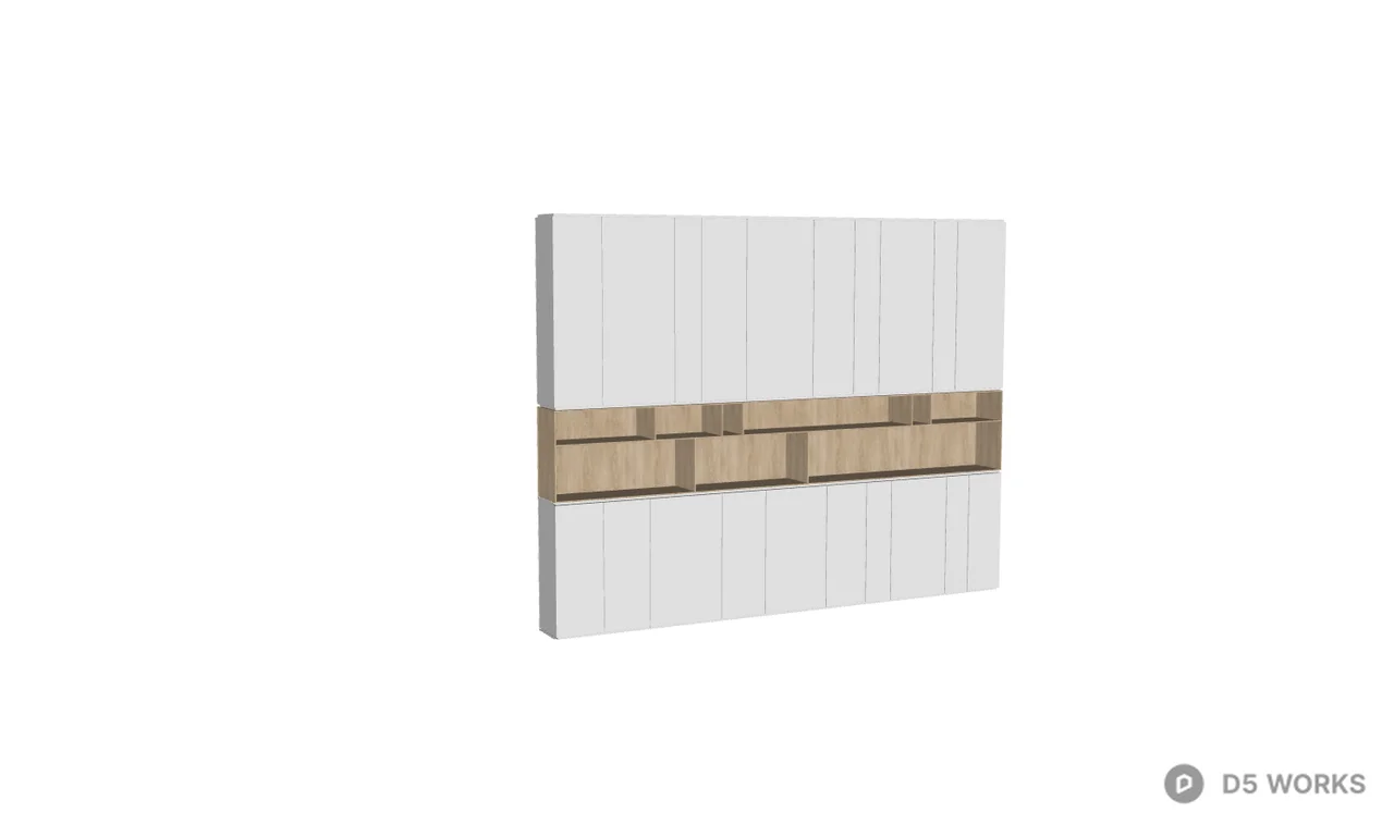 Minimalist White Storage Cabinet With Open Shelving 3d model thumbnail 2
