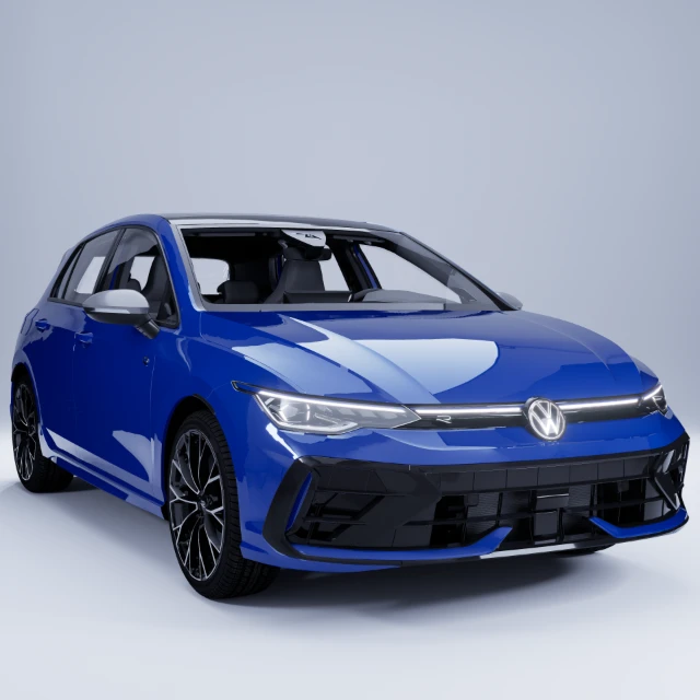 Modern Blue Compact Hatchback Car 3d model