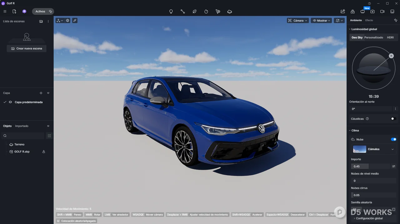 Modern Blue Compact Hatchback Car 3d model thumbnail 2