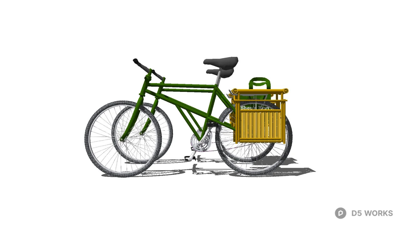 Green Bicycle With Rear Cargo Basket 3d model - Image 1