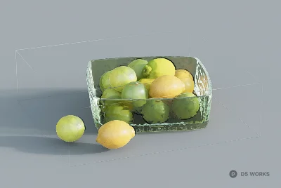 Glass Bowl With Citrus Fruits 3d model - Image 1