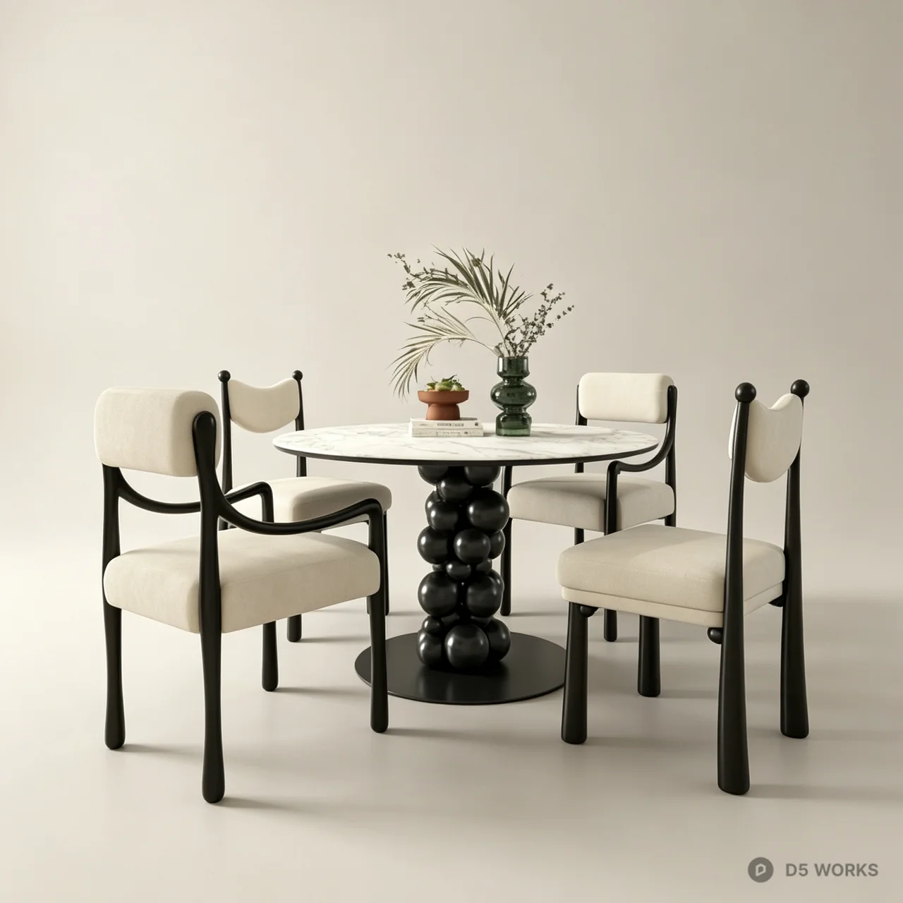 Modern Avant-Garde Marble Dining Set 3d model - Image 1