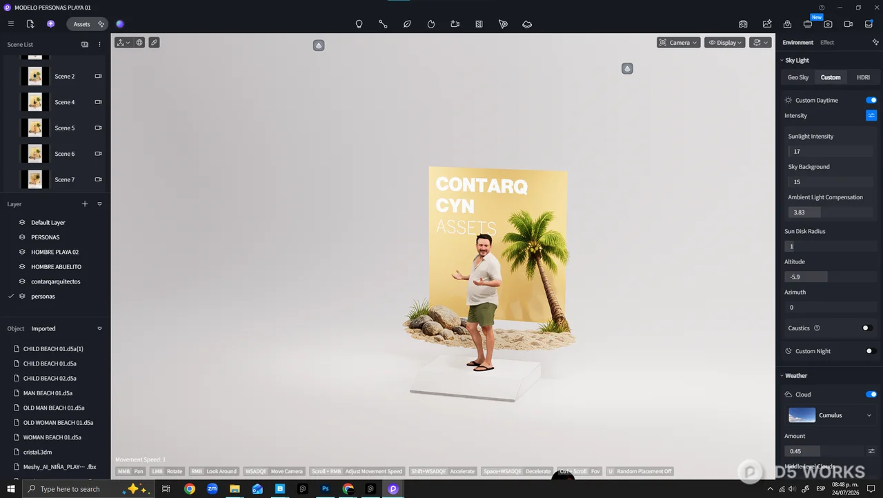 Latin American Father Beach Casual 3d model thumbnail 3