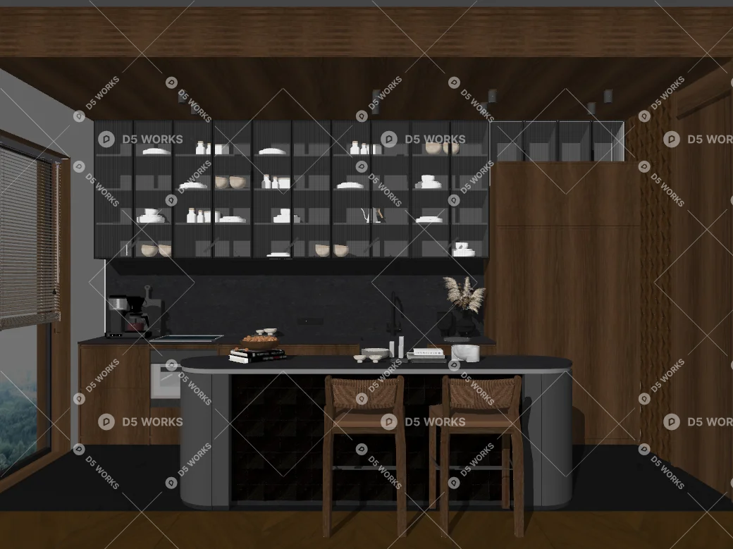 Open Kitchen 3d model thumbnail 2