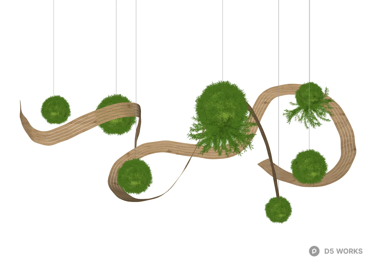Suspended Moss Art Installation 3d model thumbnail 2