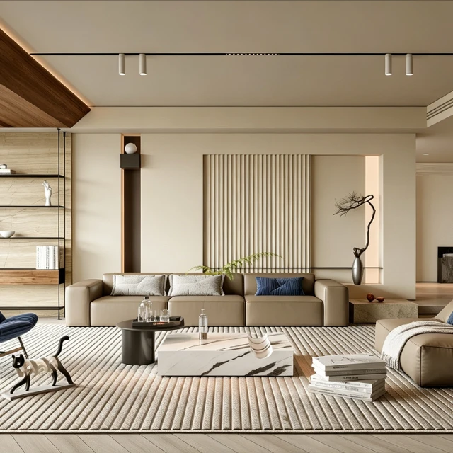 Modern Minimalist Wabi-Sabi Living Room Scene 3d model