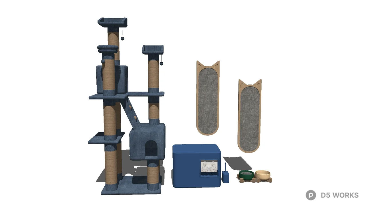 Multi-Level Cat Tree With Scratching Posts 3d model - Image 1