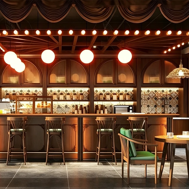 Vintage European Style Cafe and Bar Interior 3d model