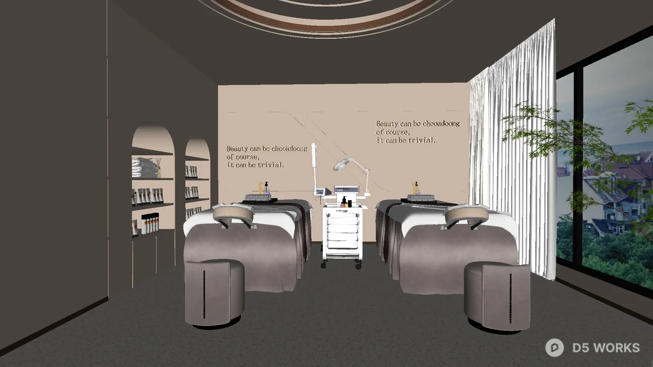 Minimalist Spa Treatment Room with Dual Beds 3d model - Image 1