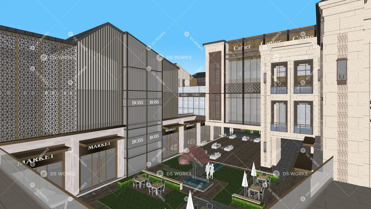 Chinese Commercial Landscape 3d model thumbnail 2